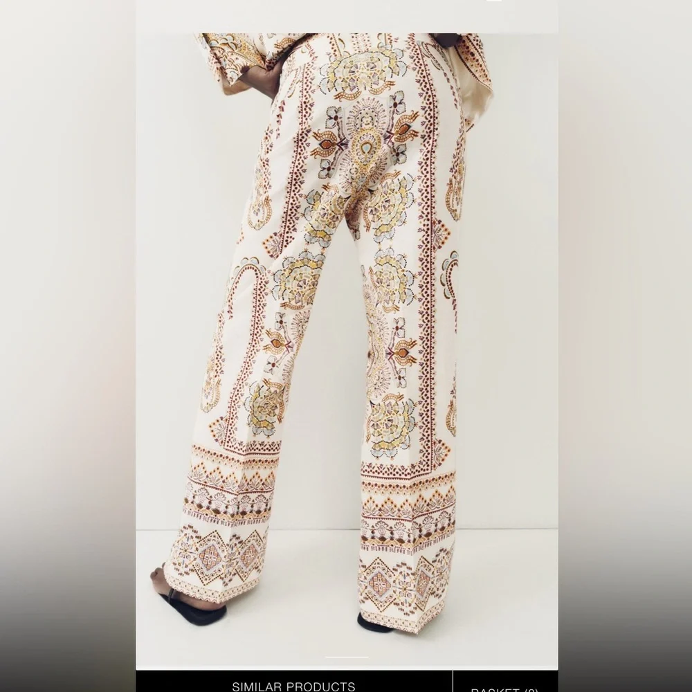 Zara printed linen blend pants
